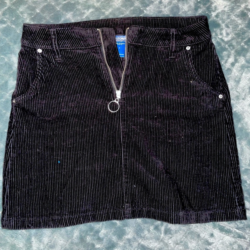 - Black Jean skirt, suede material, size 3, Arizona brand